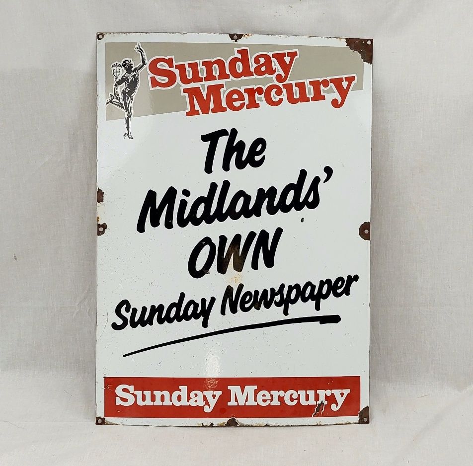 Sunday Mercury 'The Midlands Own Sunday Newspaper' Enamel Advertising Sign