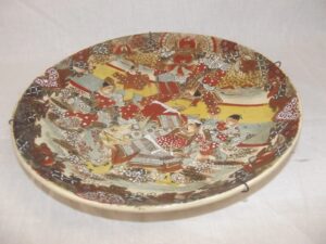 19th Century Japanese Satsuma Pottery Charger Hand Painted With Warriors