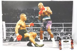 Evander Holyfield Vs Mike Tyson - Signed "KNOCKDOWN" Photograph, Nov 9th 1966, with Certificate of Authenticity