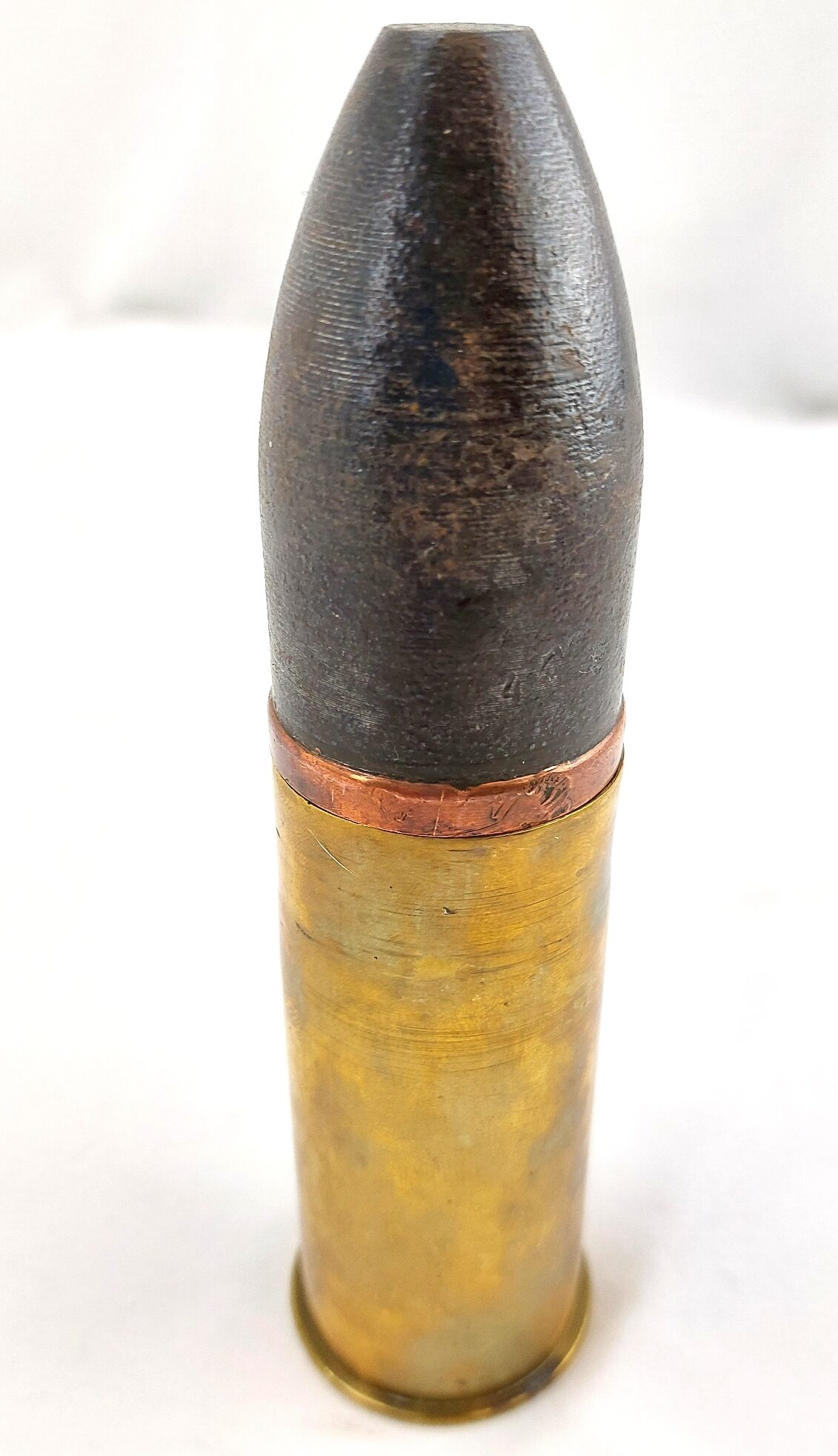 Imperial German, Pre WW1, Kaiserliche Marine (Navy) C/97.98 37mm Maxim Automatic Cannon round (Pom Pom Round), Dated 1904, Patronenfabrik Karlsruhe, Inert