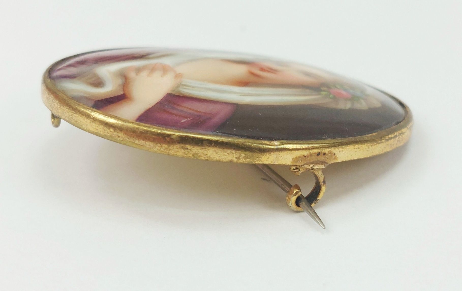 Antique Brooch with Miniature Portrait on Porcelain - Image 5