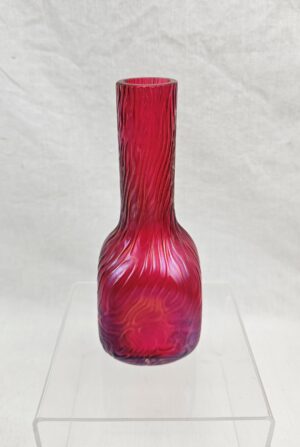 Kralik Vase With A Moulded Red Iridescent Ground