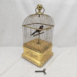 Large Mid Victorian Mechanical Gilt Brass Singing Bird Cage Automaton