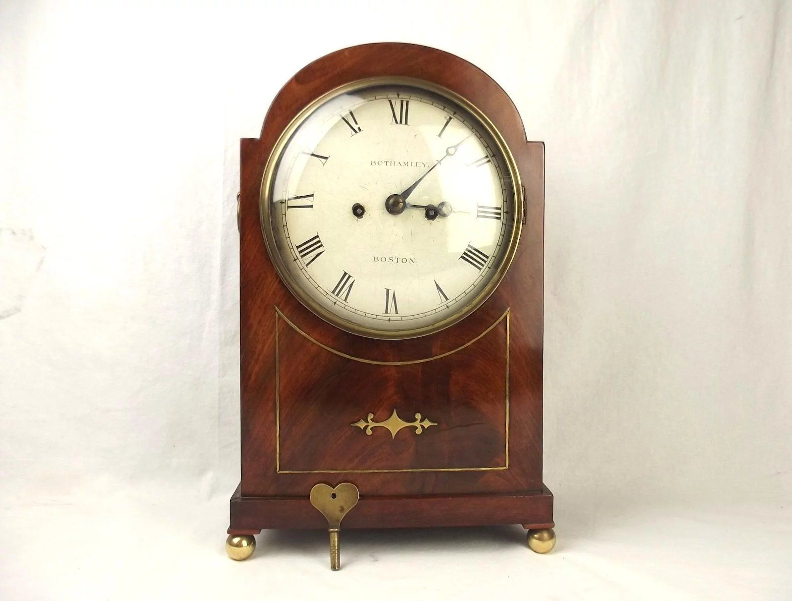 Oak & Mahogany Bothamley Boston Mantle Clock