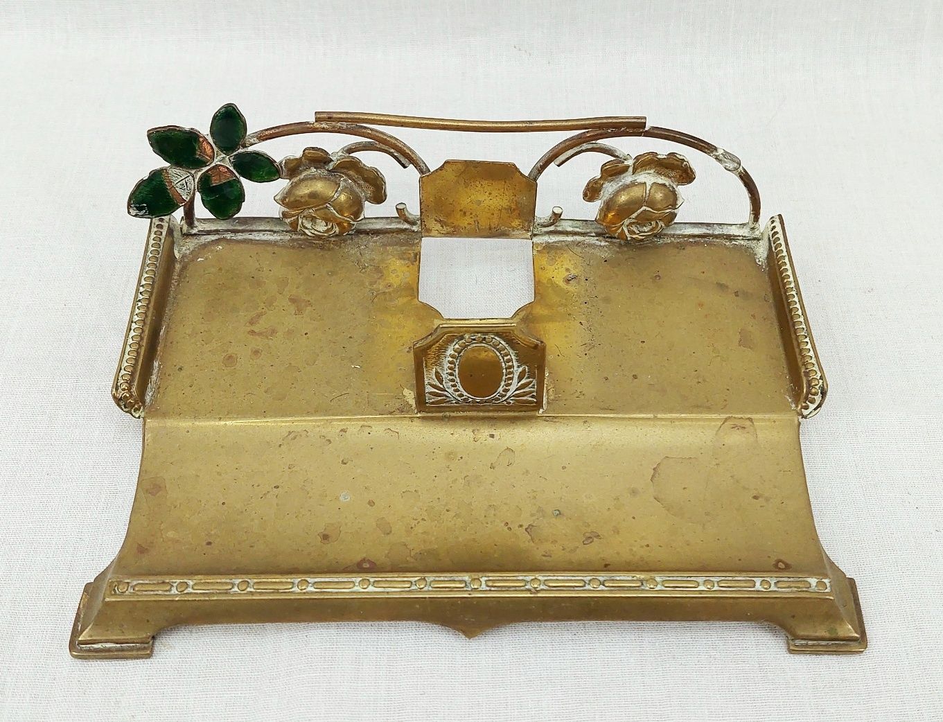 Victorian Brass And Cut Glass Inkwell Stand Set - Image 2