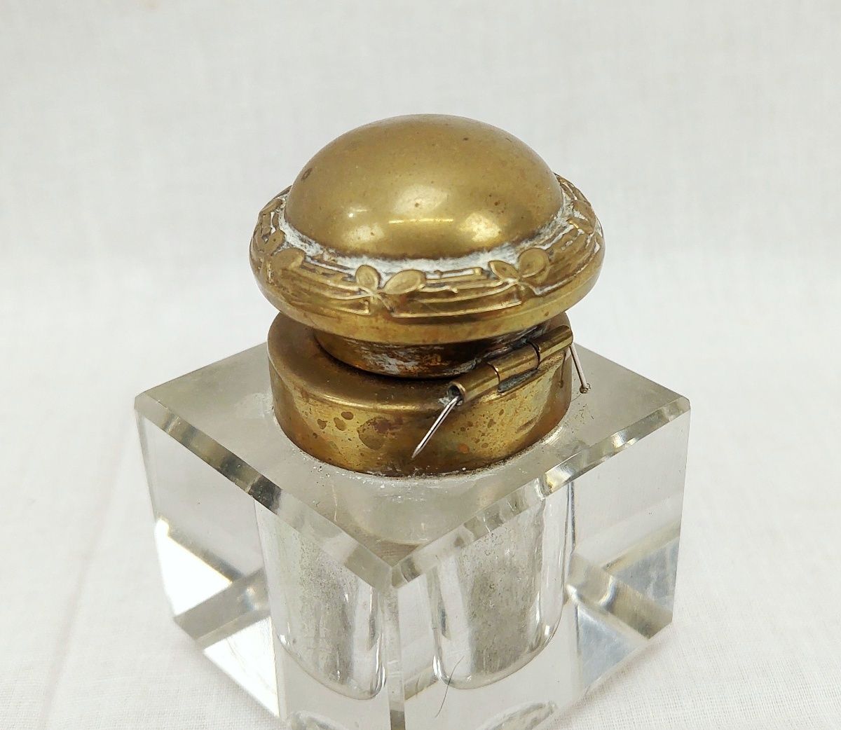 Victorian Brass And Cut Glass Inkwell Stand Set - Image 5