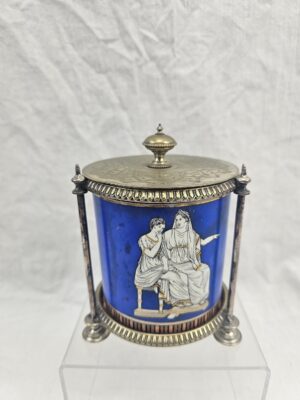c1860 Samuel Alcock Greek Revival Jar With Silver Plated Mounts