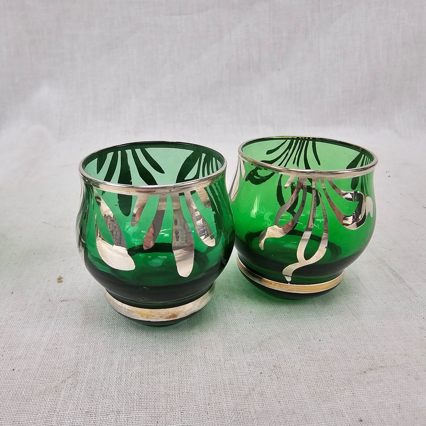 1950's Estevan Rossetto Green Glass And Silvered Decanter With 6 Glasses - Image 8