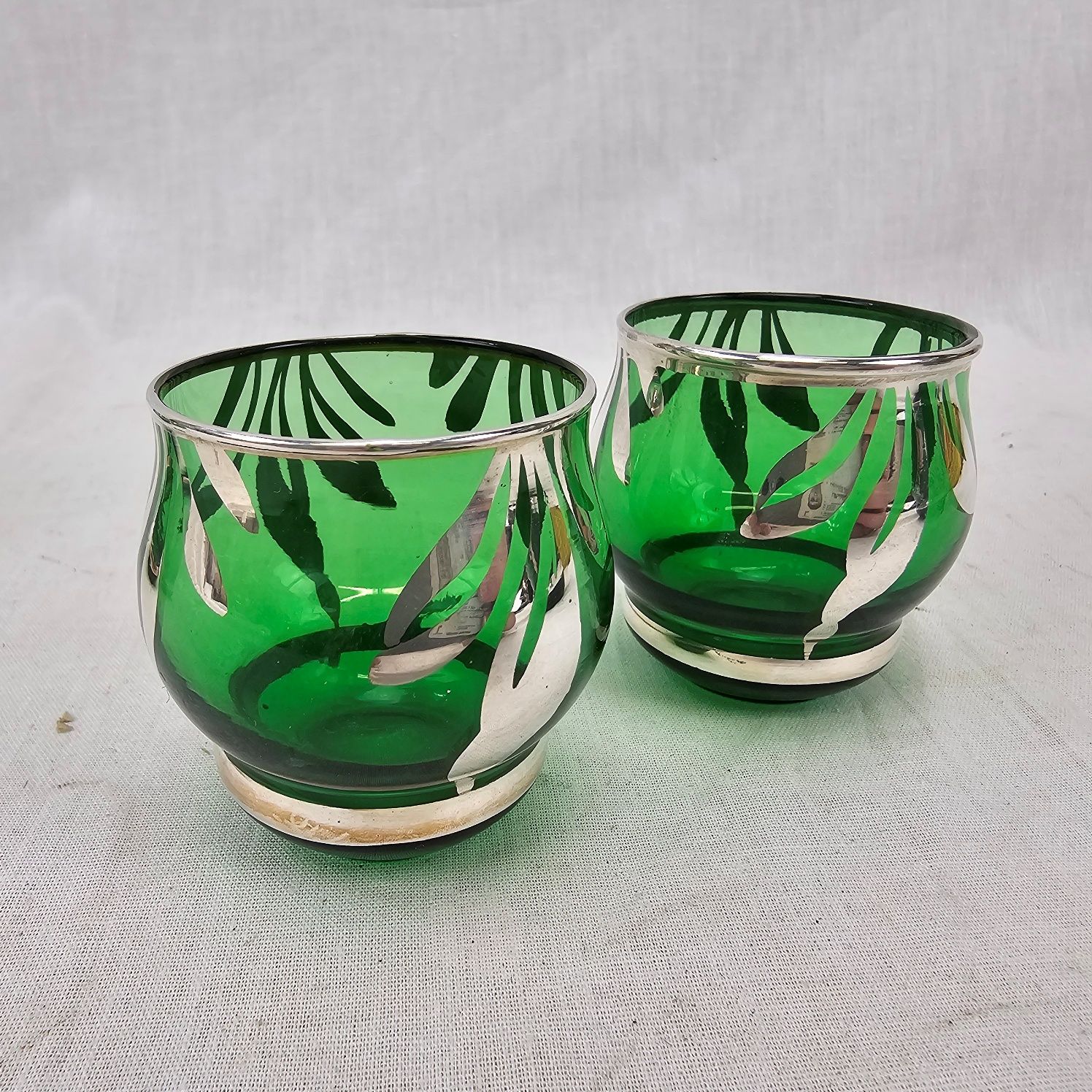 1950's Estevan Rossetto Green Glass And Silvered Decanter With 6 Glasses - Image 7