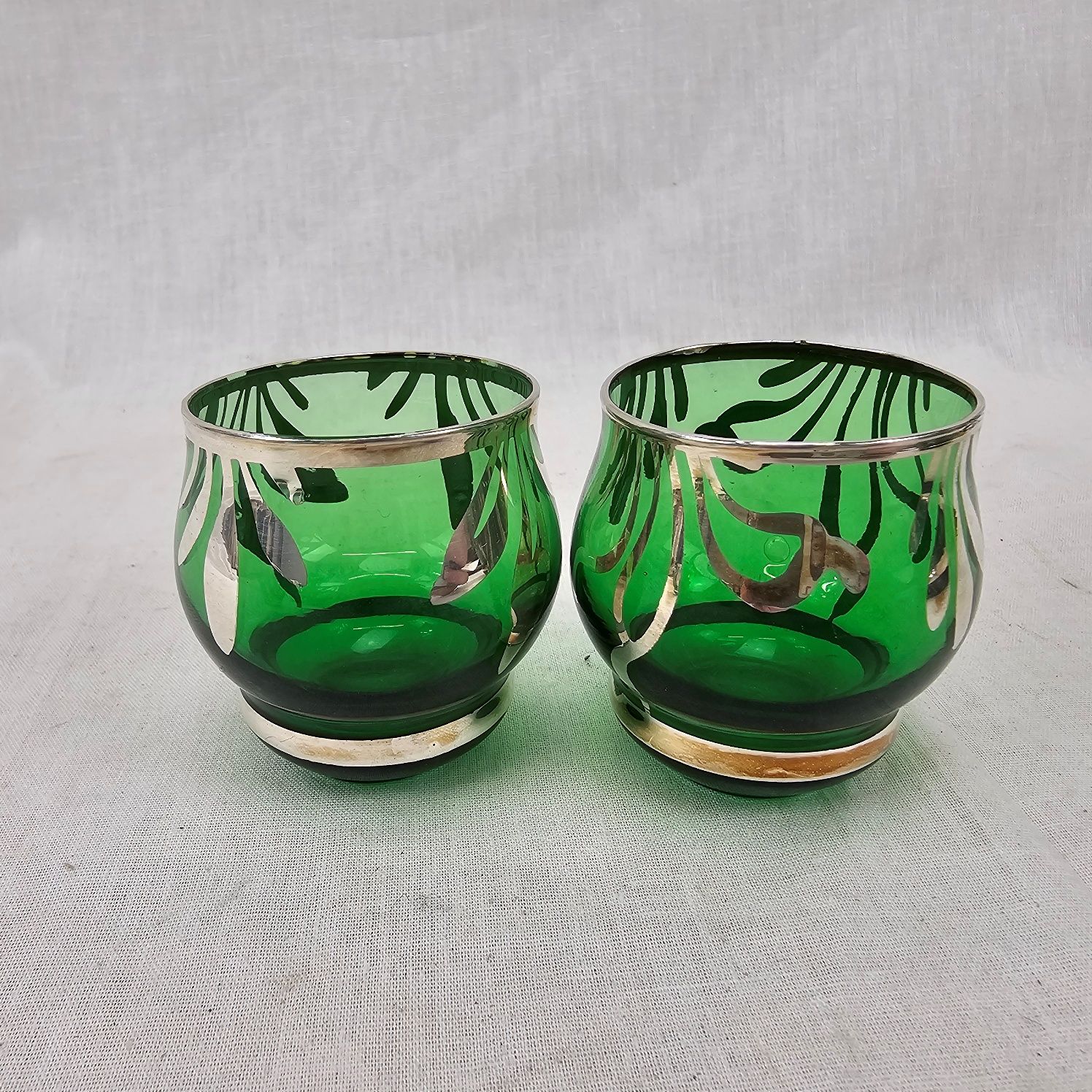 1950's Estevan Rossetto Green Glass And Silvered Decanter With 6 Glasses - Image 6