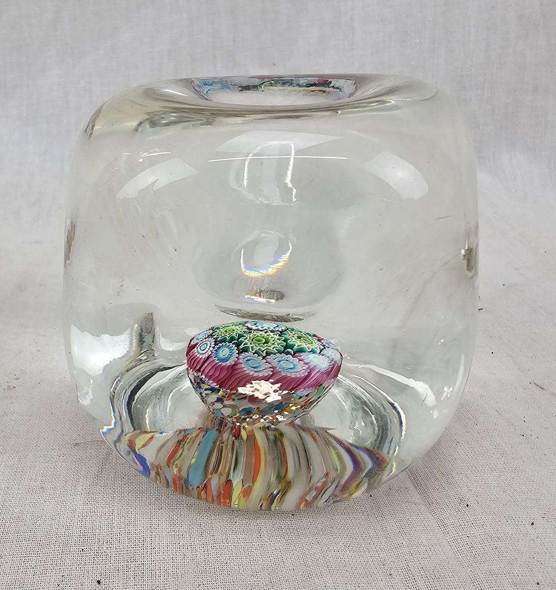 1960s Dimpled Murano Millefiori Paperweight