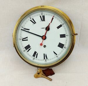 1972 Brass Ships Bulkhead Clock By F. W. Elliot