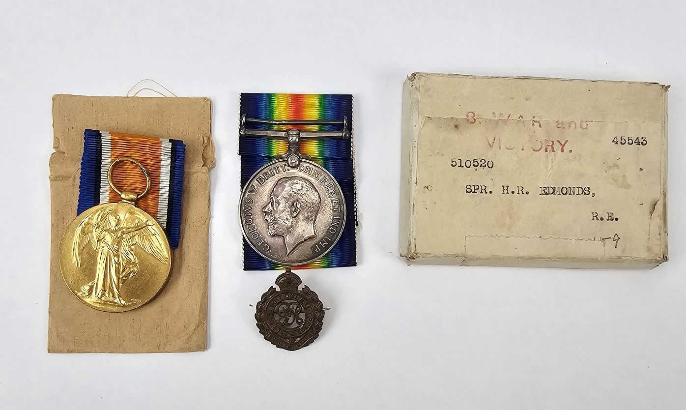 Boxed Set of World War I Medals Awarded to Sapper H.R. Edmonds Royal Engineers