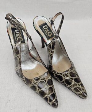 Brown Croc Leather Dolce And Gabbana High Heel Shoes UK Size 6 US 8 EU 39
