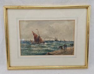 Framed Victorian Coastal Watercolour By Thomas Bush Hardy