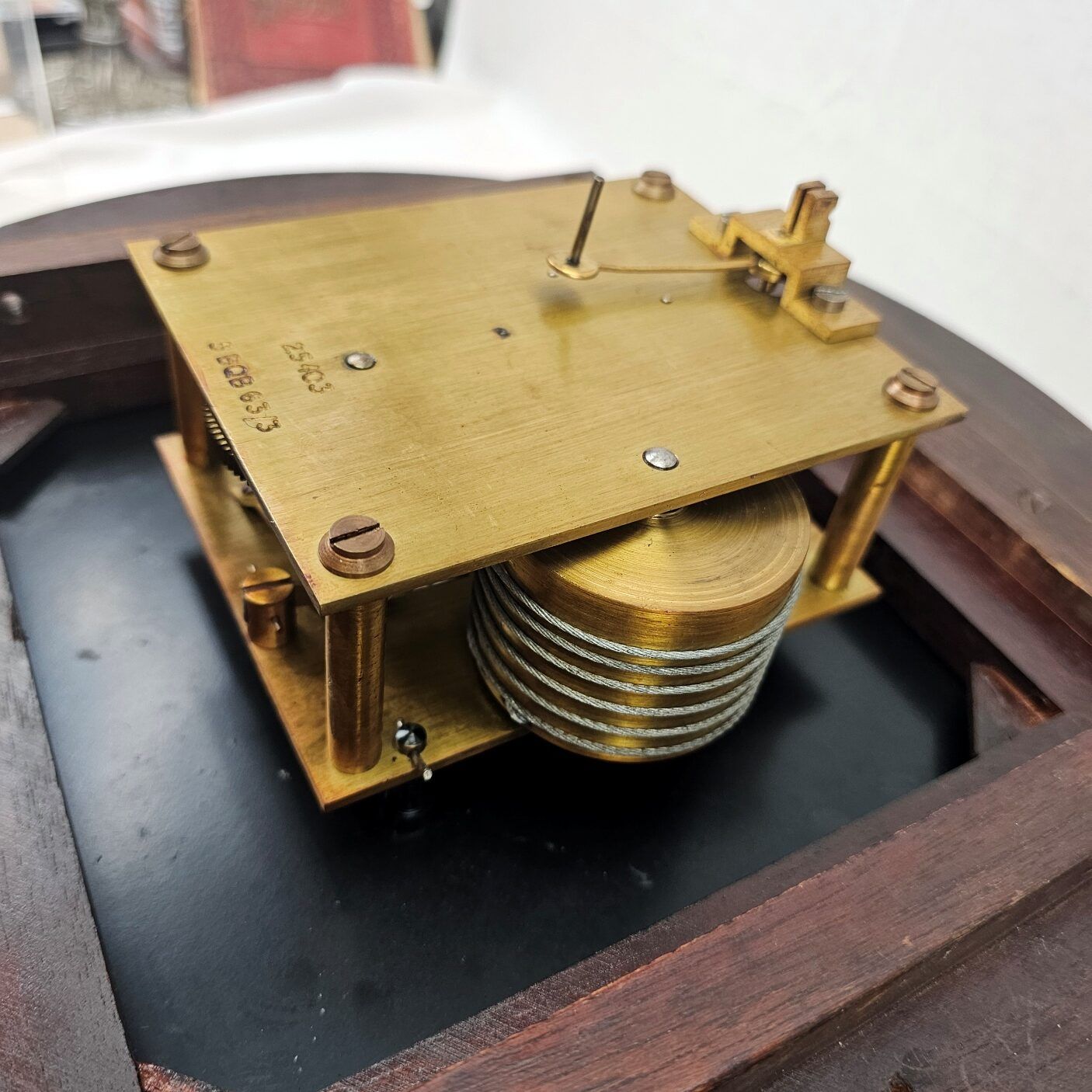 Mahogany GPO (General Post Office) Circular Fusee Wall Clock Dated 1965 - Image 15