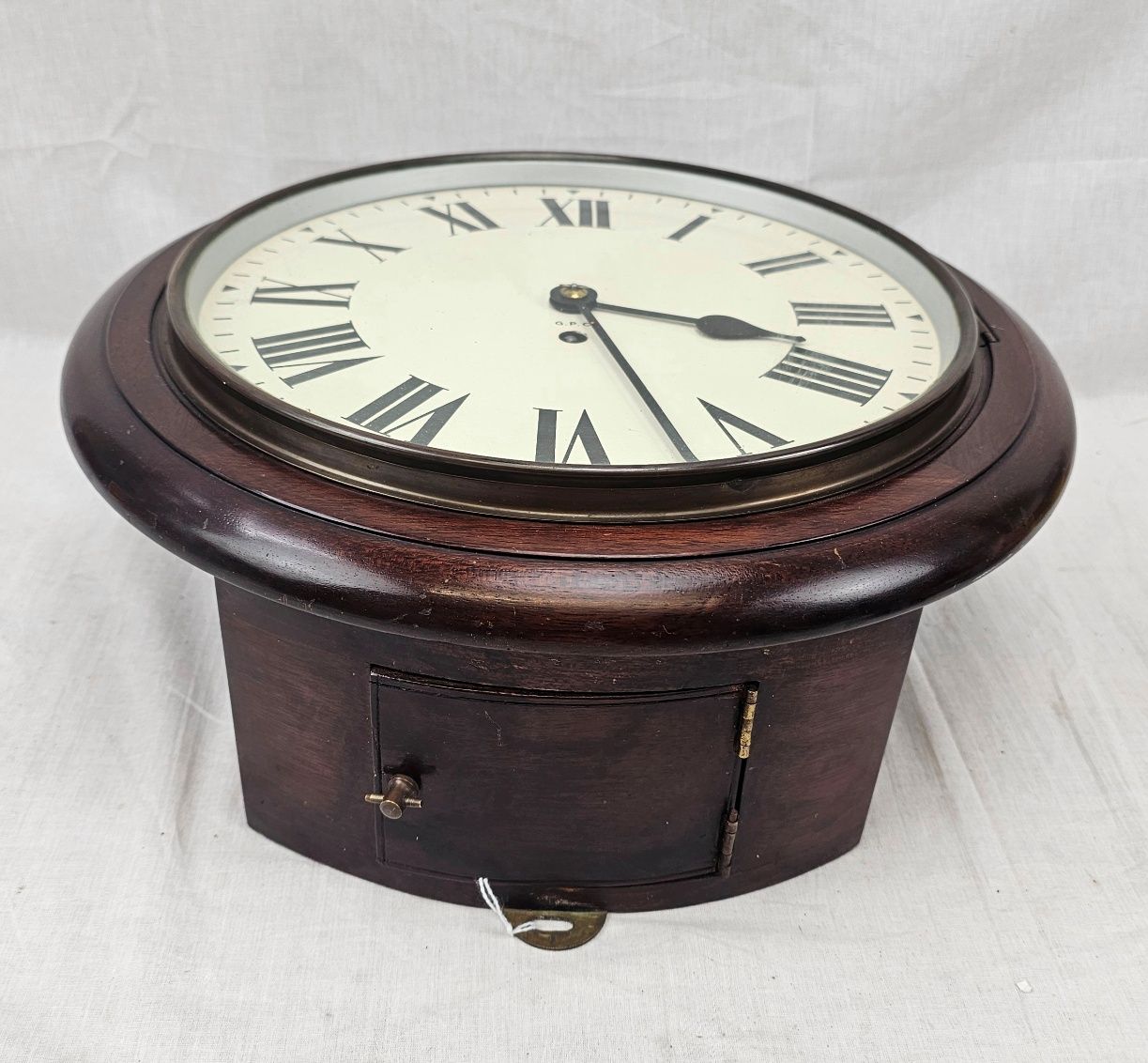 Mahogany GPO (General Post Office) Circular Fusee Wall Clock Dated 1965 - Image 4
