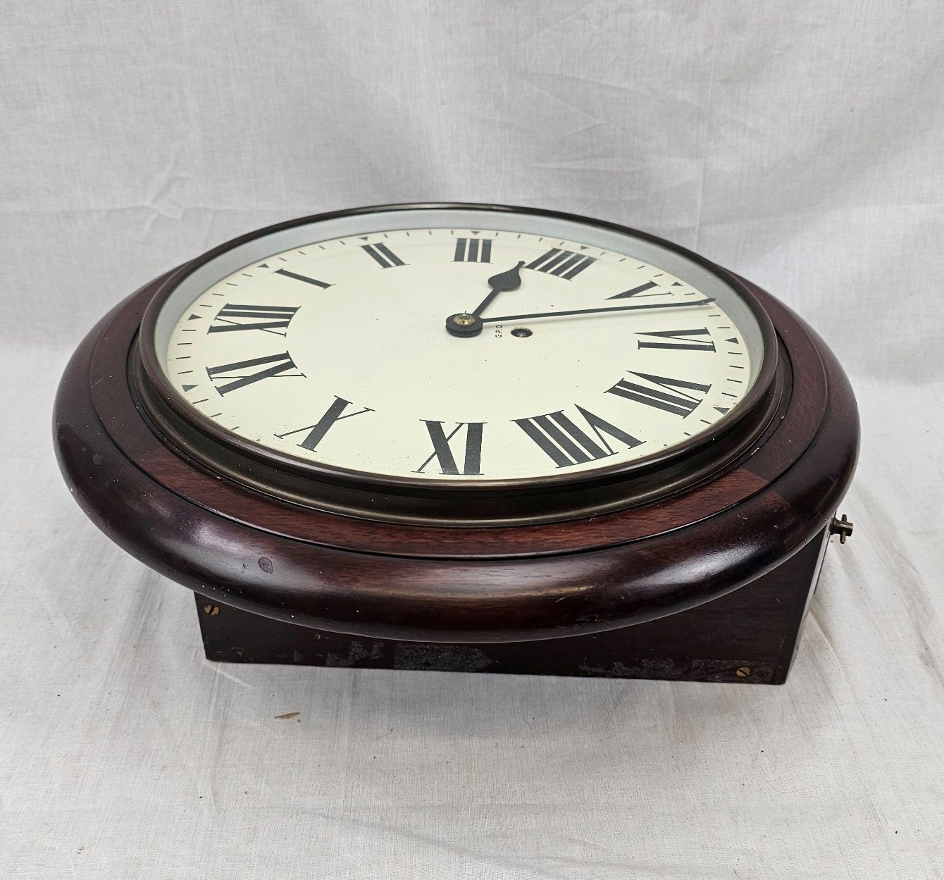 Mahogany GPO (General Post Office) Circular Fusee Wall Clock Dated 1965 - Image 3