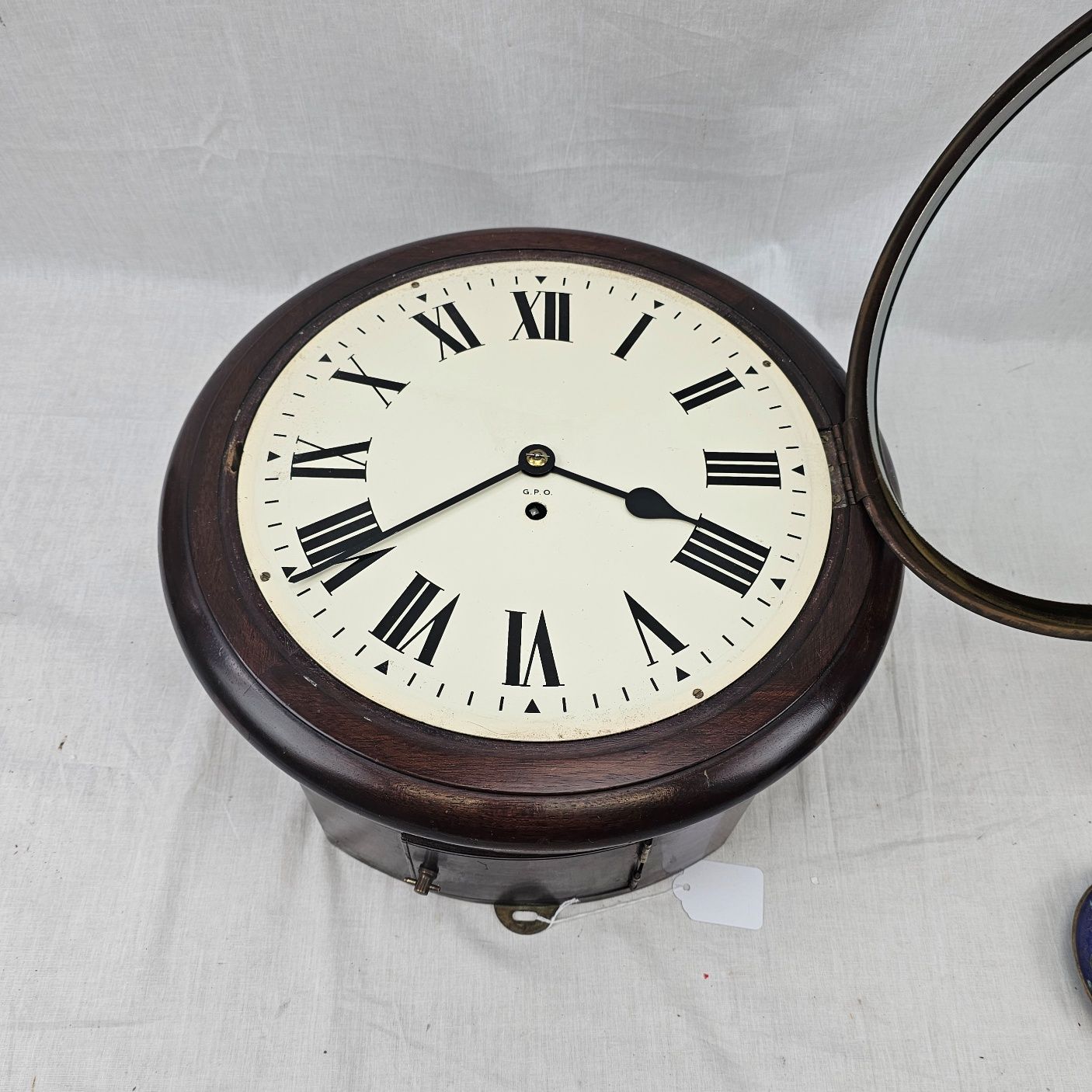 Mahogany GPO (General Post Office) Circular Fusee Wall Clock Dated 1965 - Image 6