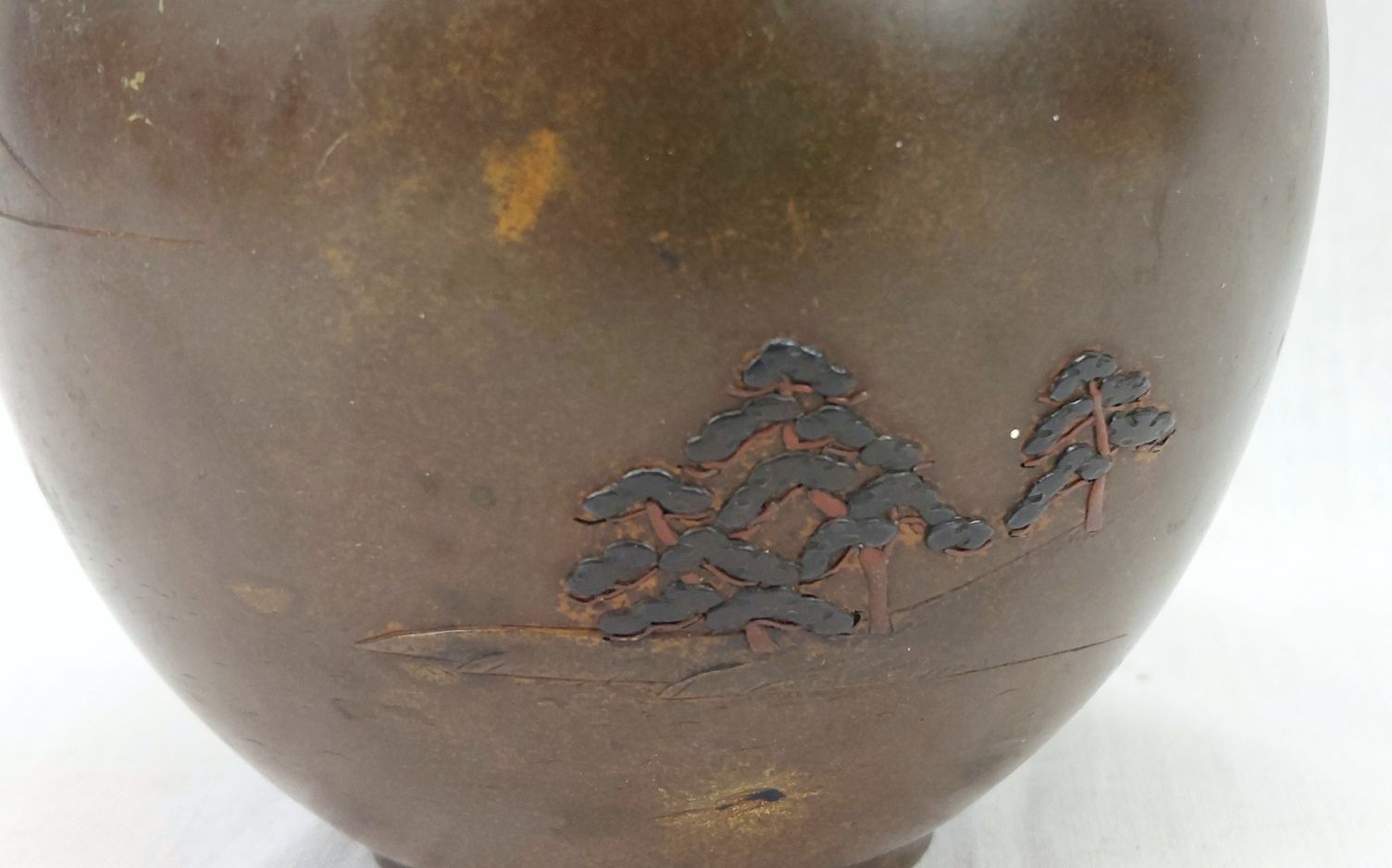 Meiji Period Japanese Bronze Silver And Bronze Overlay Vase By Nishimura - Image 6