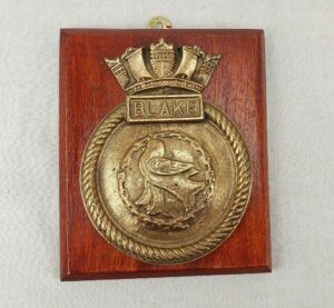 Mounted HMS Blake Tiger Class Light Cruiser Bronze Boat Badge