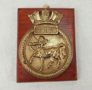 Mounted HMS Centaur (R06) Centaur Class Aircraft Carrier Bronze Boat Badge