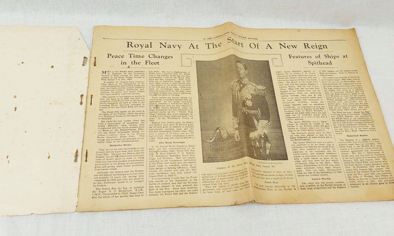 Portsmouth Evening News 1937 Coronation Naval Review Newspaper - Image 3