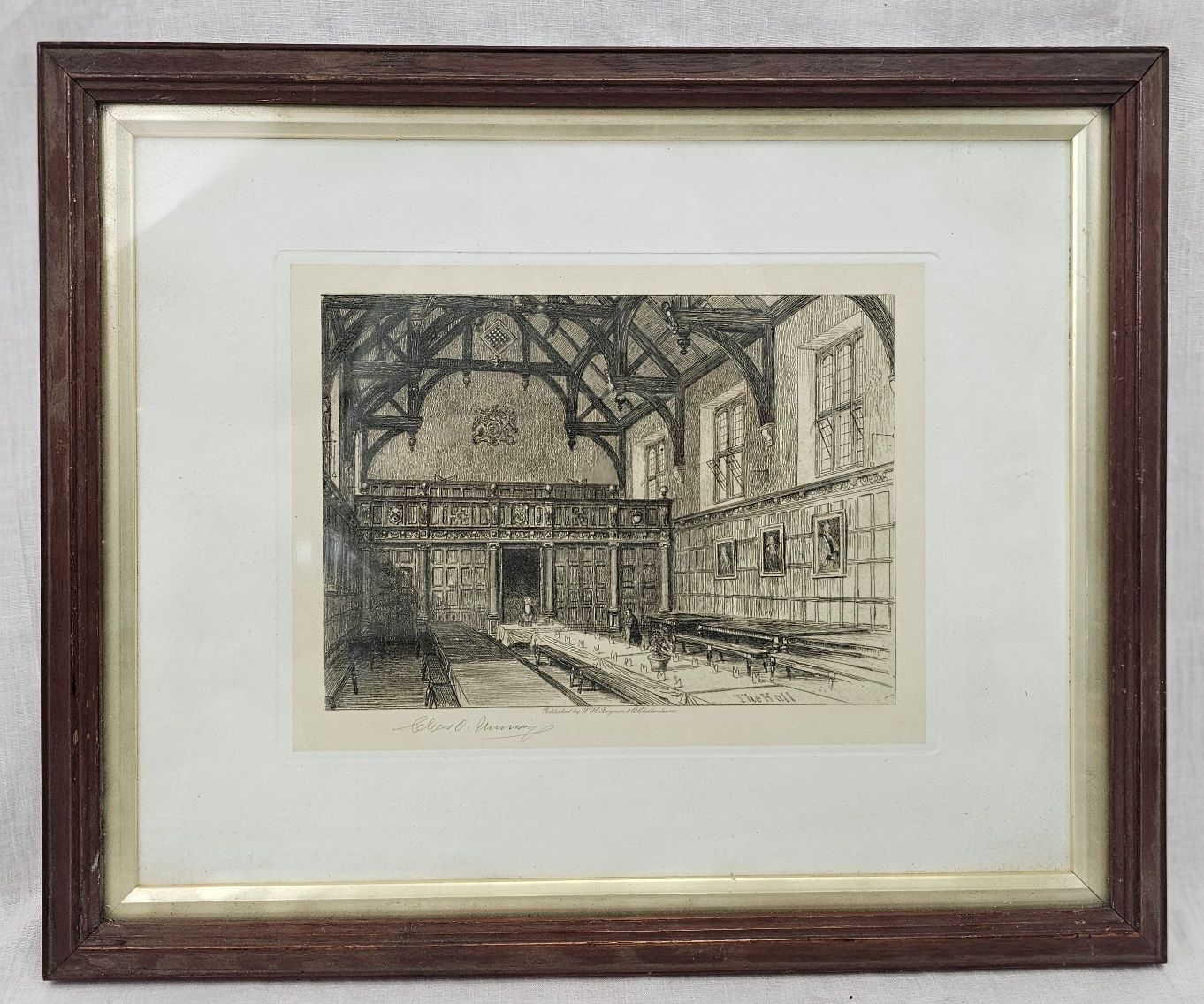 c1880 Etching Of The Hall By Beynon And Cheltenham