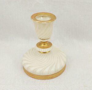 1890 Royal Worcester Blush Ivory And Gilt Single Squat Candlestick