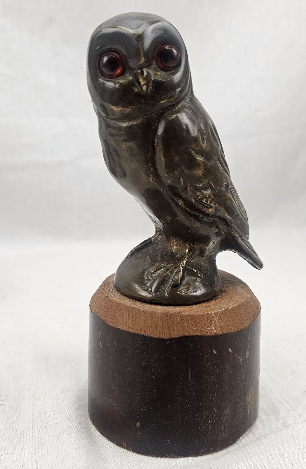 1930s Bronze Owl Car Mascot With Glass Eyes