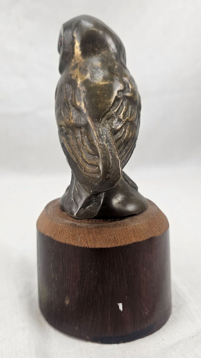 1930s Bronze Owl Car Mascot With Glass Eyes - Image 2