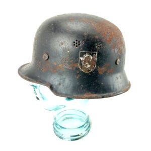 German, WW2, M34 Police Helmet - Feuerschutzpolizei M34 Stahlhelm (Double Decal & Air Vents)