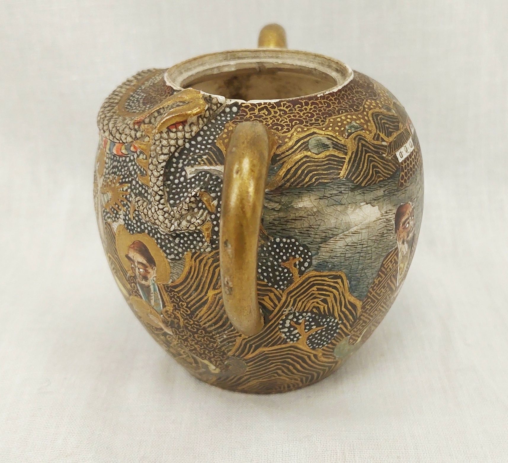 Signed Japanese Meiji Period Miniature Satsuma Pot - Image 5