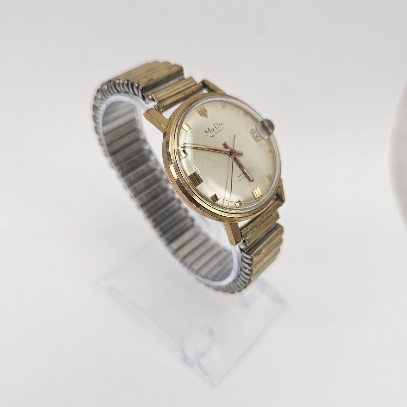 Vintage 1960s Automatic Mu Du Gold Plated Gents Watch - Image 4