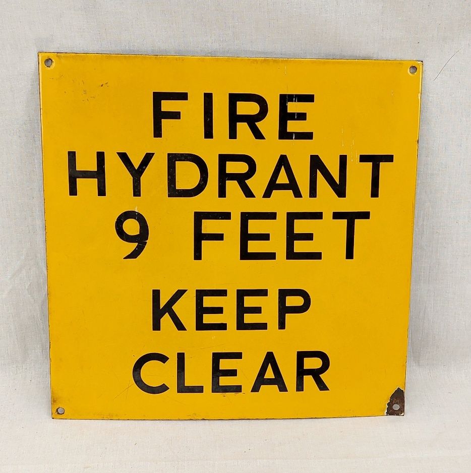 Vintage Enamel Metal Fire Hydrant Sign