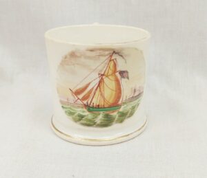 c1820 Coalport Ceramic Mug With Sailing Scene
