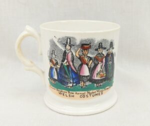c1820 Coalport Ceramic Mug With Welsh Costumes Scene