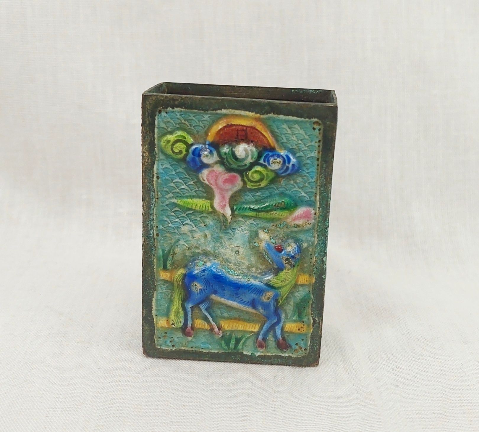 c1900 Chinese Enamelled Matchbox Cover