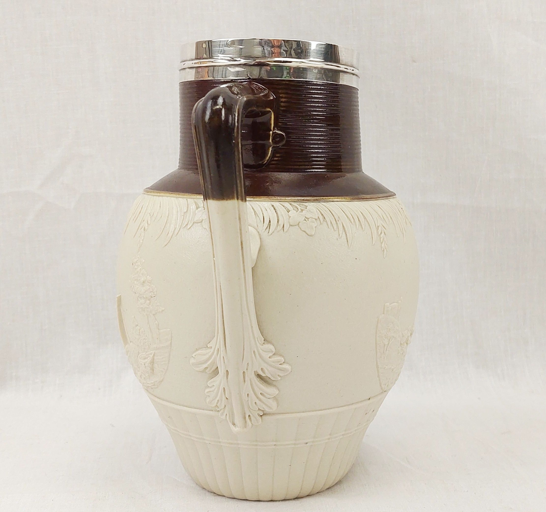 1796/7 John Turner Archery Scene Salt Glazed Stoneware Silver Rimmed Jug - Image 4