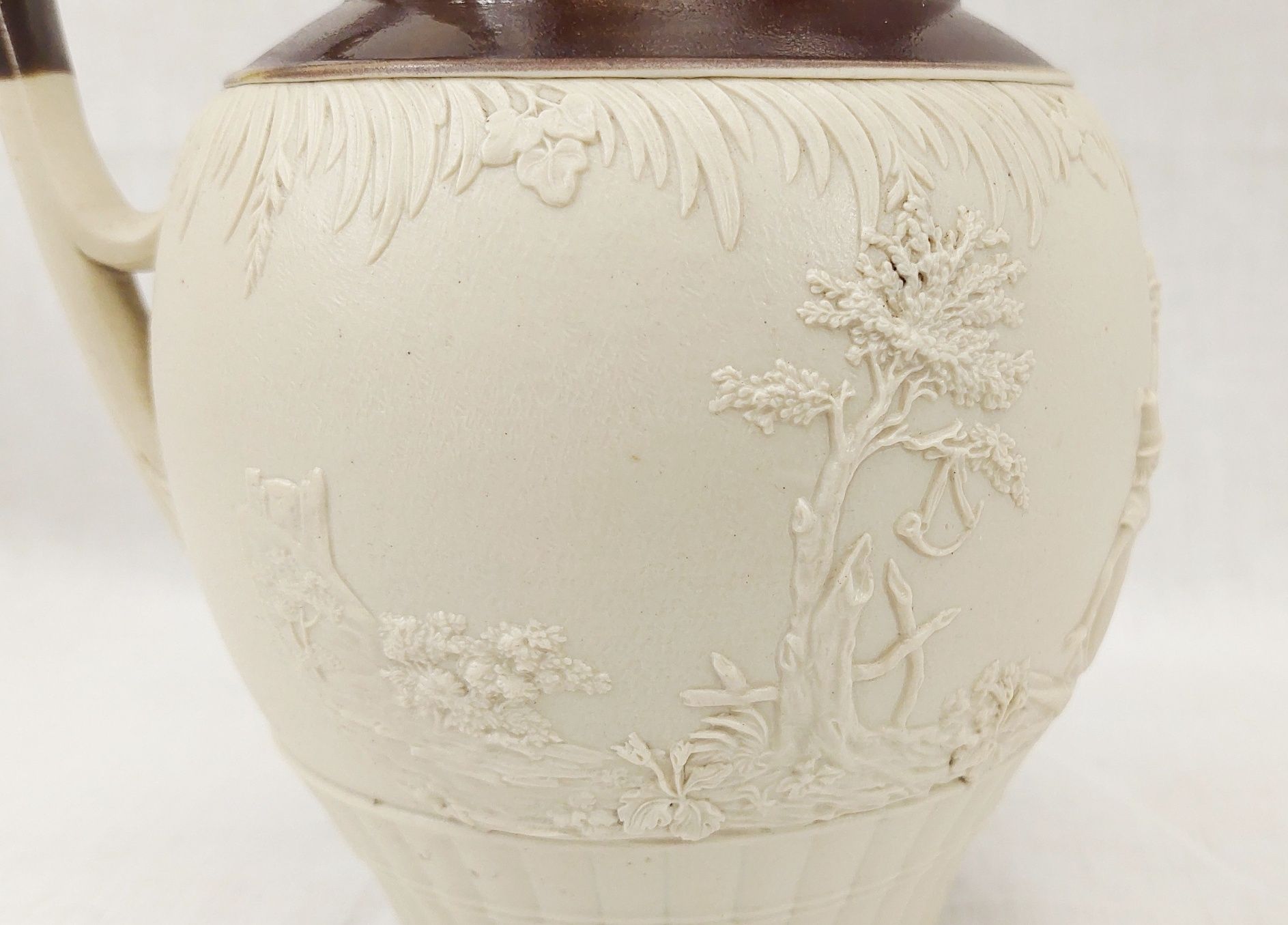 1796/7 John Turner Archery Scene Salt Glazed Stoneware Silver Rimmed Jug - Image 9