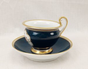 1840-1865 Furstenberg Porcelain Hand Painted Demitasse Coffee Cup And Saucer