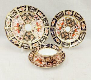 1929 Crown Derby Imari Pattern Trio And Sandwich Plate #1