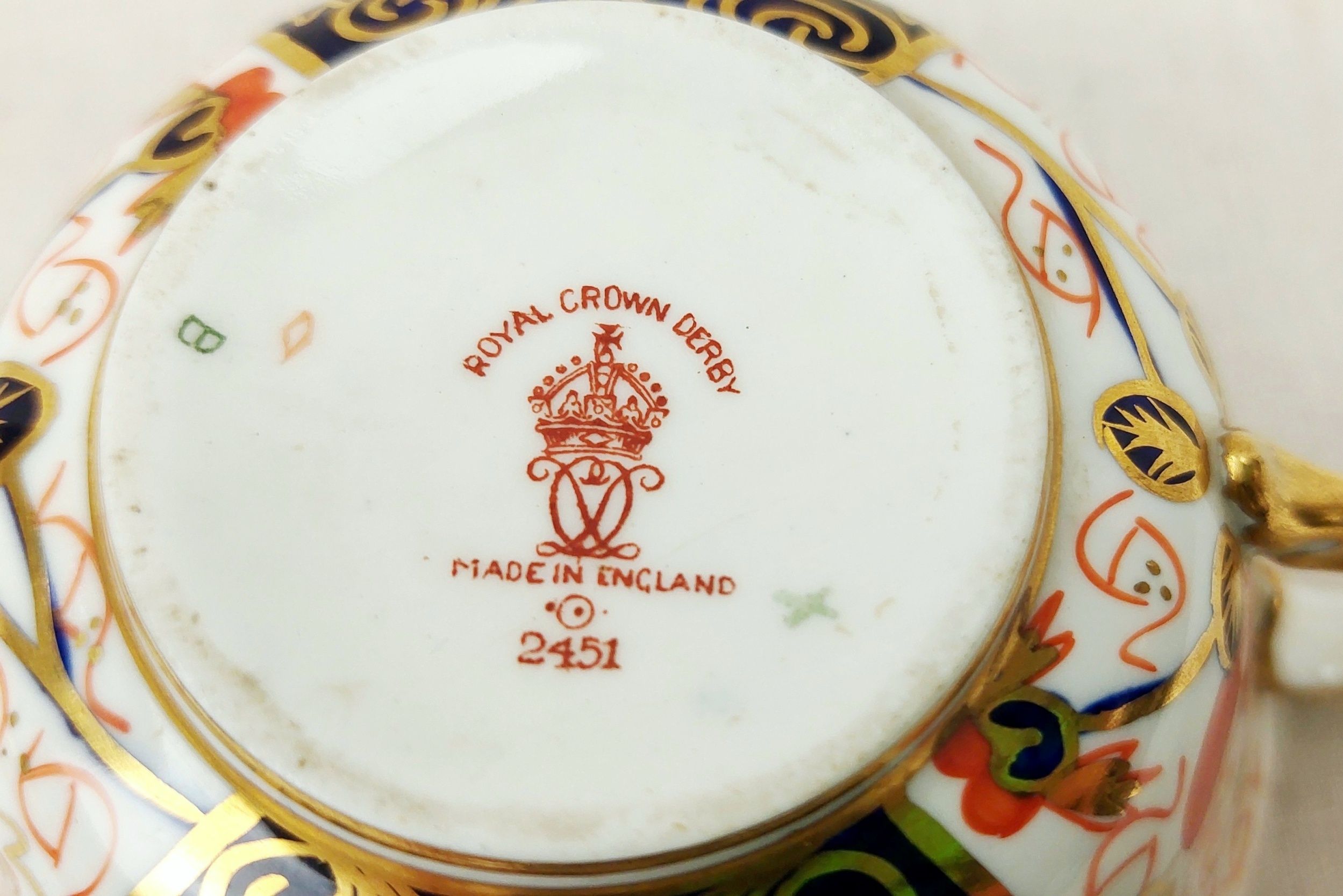 1929 Crown Derby Imari Pattern Trio And Sandwich Plate #1 - Image 5