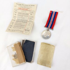 British, WW2, 1939–1945, War Medal with Original Ribbon, Boxed with Original Issue Slip and Entitlement Leaflet