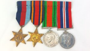 British, WW2, 1939–1945, Burma Campaign Medal Group (1939–45 Star, Burma Star, Defence Medal, War Medal), Mounted for Wear