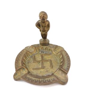 Belgium, WW2, Manneken Pis Anti-German WWII Ashtray, Cast Brass, Marked “Bruxelles”
