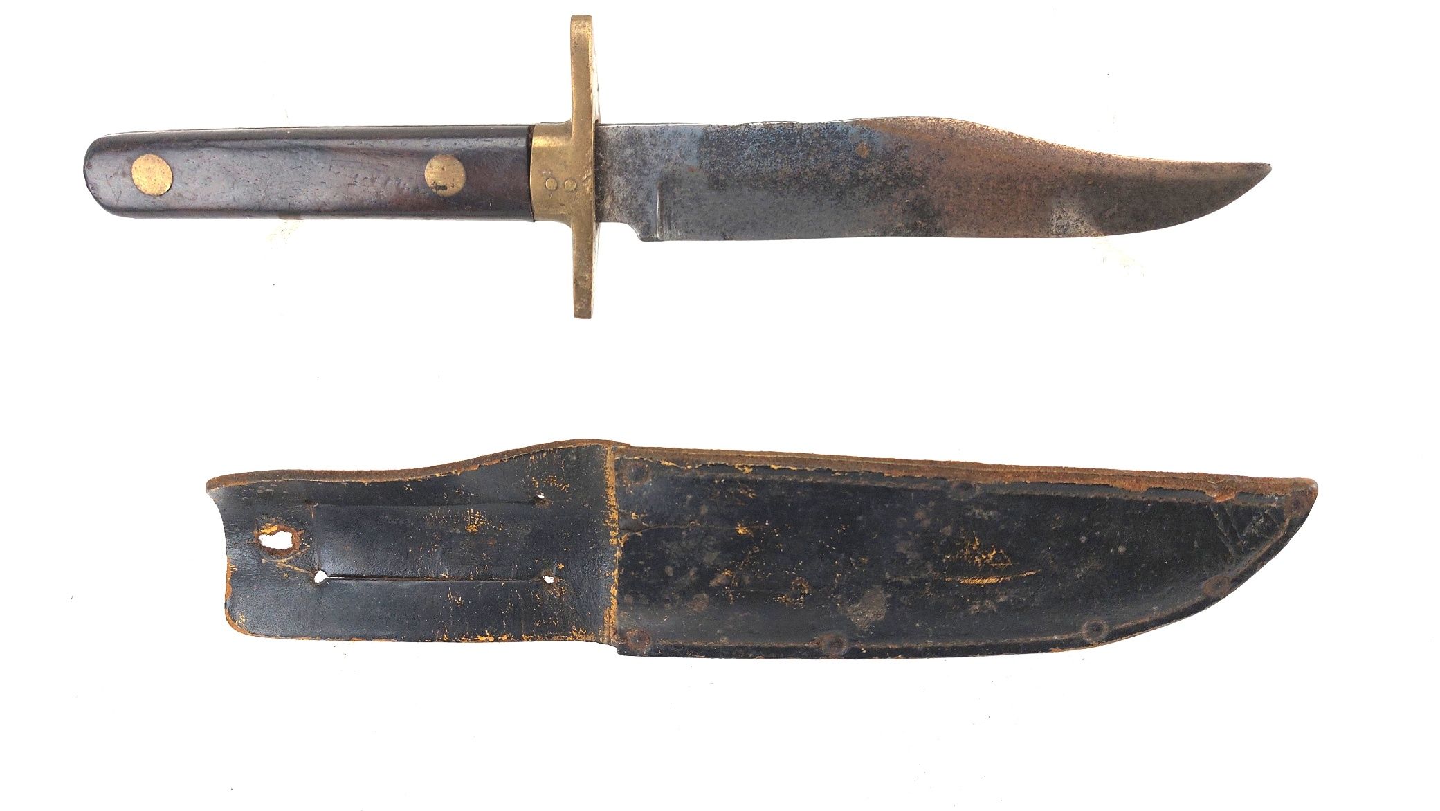 British, Mid-20th Century, Sheffield Bowie Hunting–Fighting Knife, with Original Leather Sheath