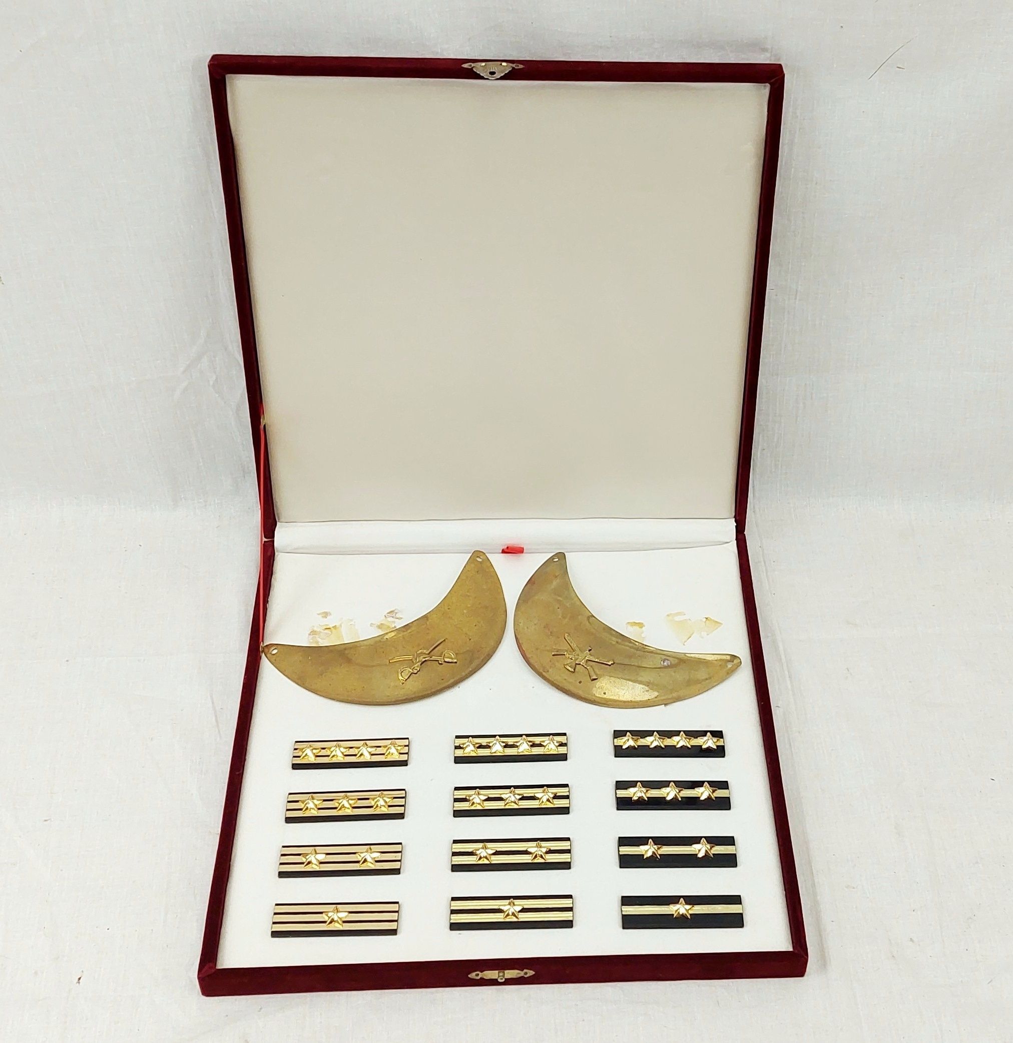 Cased Set Of French Gorgets And Rank Slides