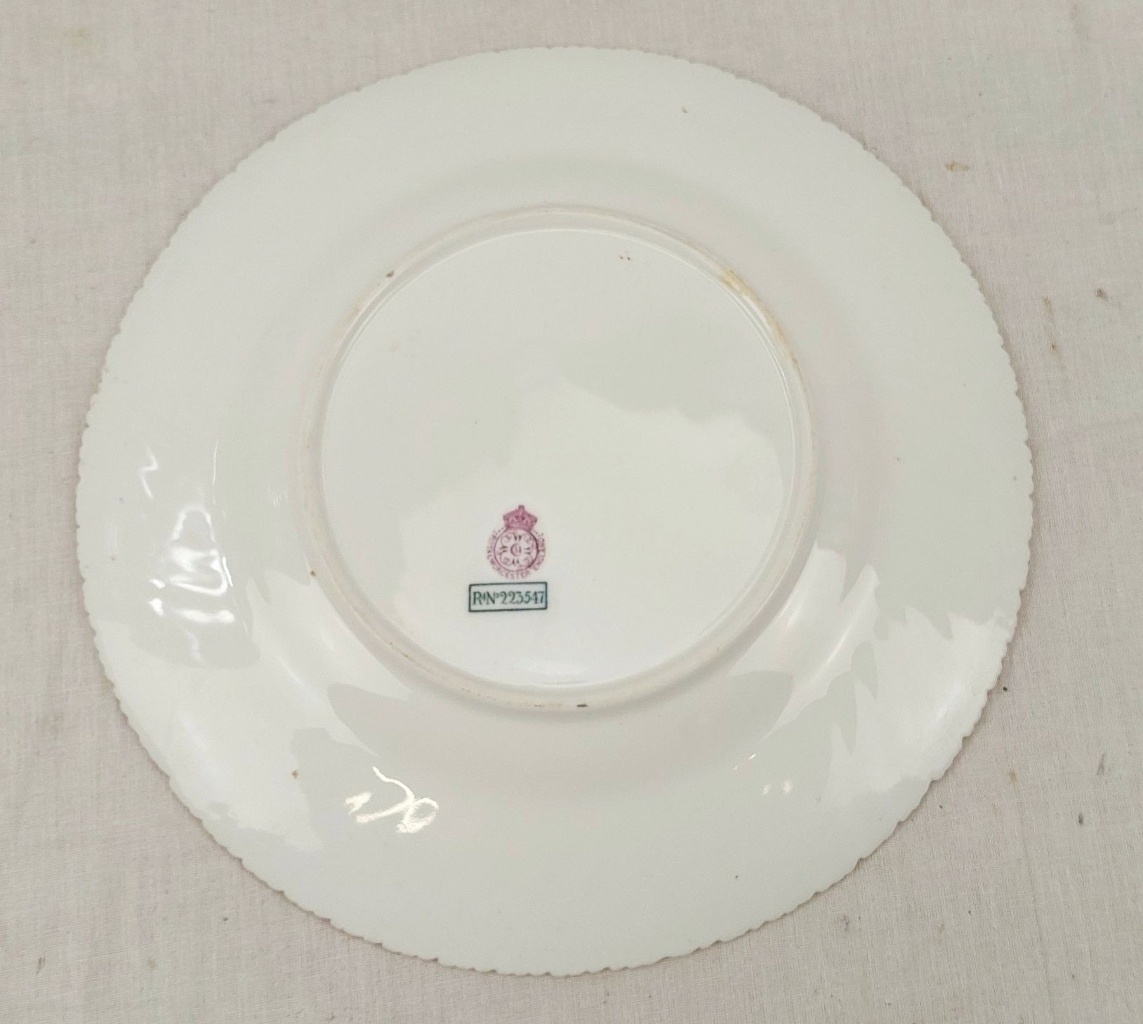 Circa 1899 Royal Worcester Blush Ivory Floral Spiral Plate - Image 6