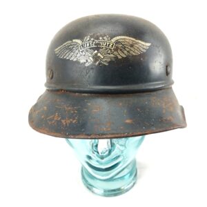German, WW2, Luftschutz (Air Defense) Czech M34 Helmet with Two Mauser Decals, Stamped RL2 38/28